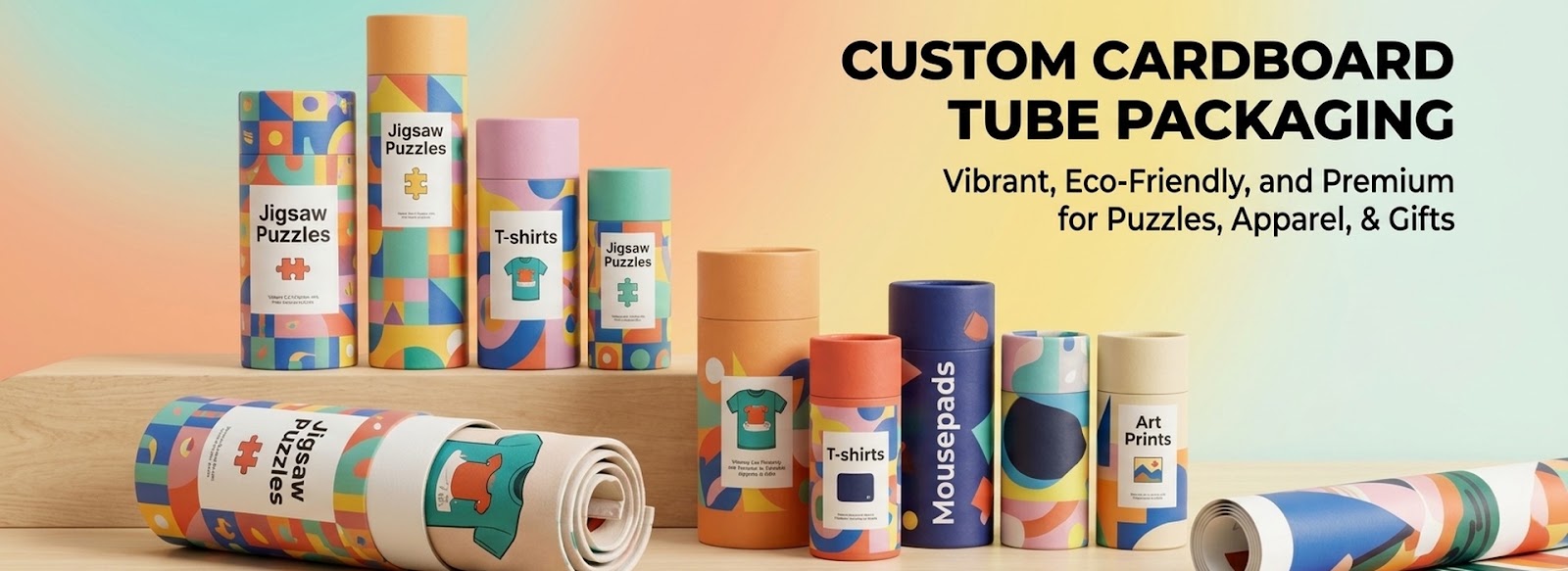 Custom Cardboard Tube Packaging for Puzzle, T‑Shirt & Gifts