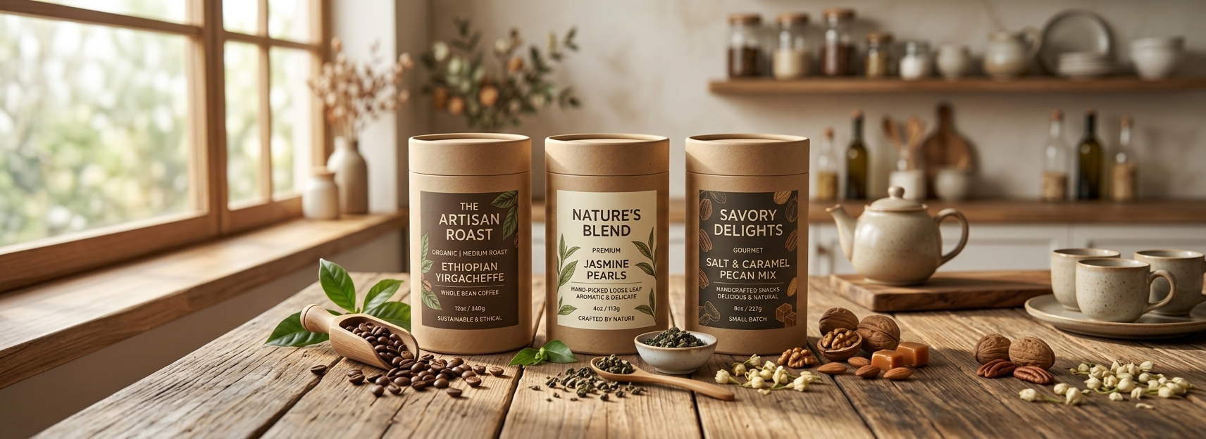 Kraft paper tube cans for coffee, tea and snack food packaging