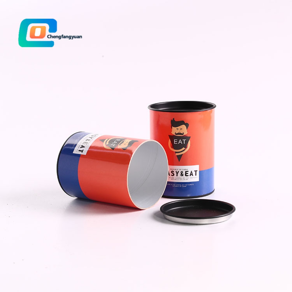 Hot Sale Cardboard tube Gift Box Paper Tea Container snack chip Paper Tube with Metal Lid