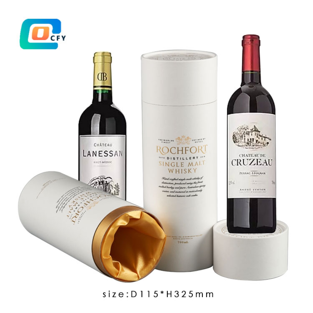 China Factory Eco Friendly Custom Kraft Cardboard Paper Tube for Wine Bottle Packaging with foam inside
