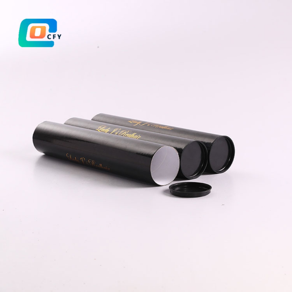 Custom mailing tubes Black Cardboard Poster Tubes Round Packaging Postal Mailing Tube with Gold Stamping