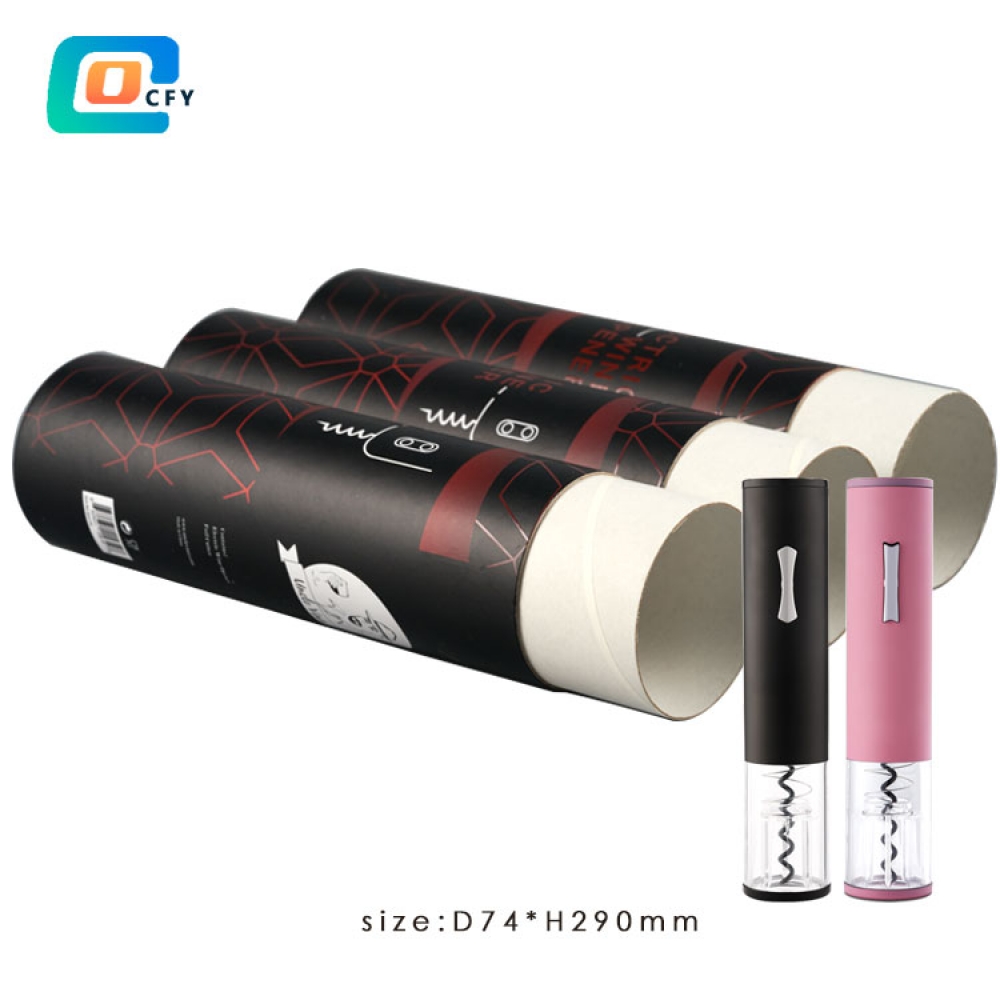 Biodegradable red wine bottle opener Kraft gift paper box container Eco friendly cardboard paper tube packaging