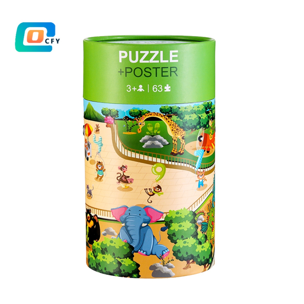 63 pieces Colorful paper tubes Animal Jigsaw Puzzle fun educational toy puzzle cylinders for kids school & families