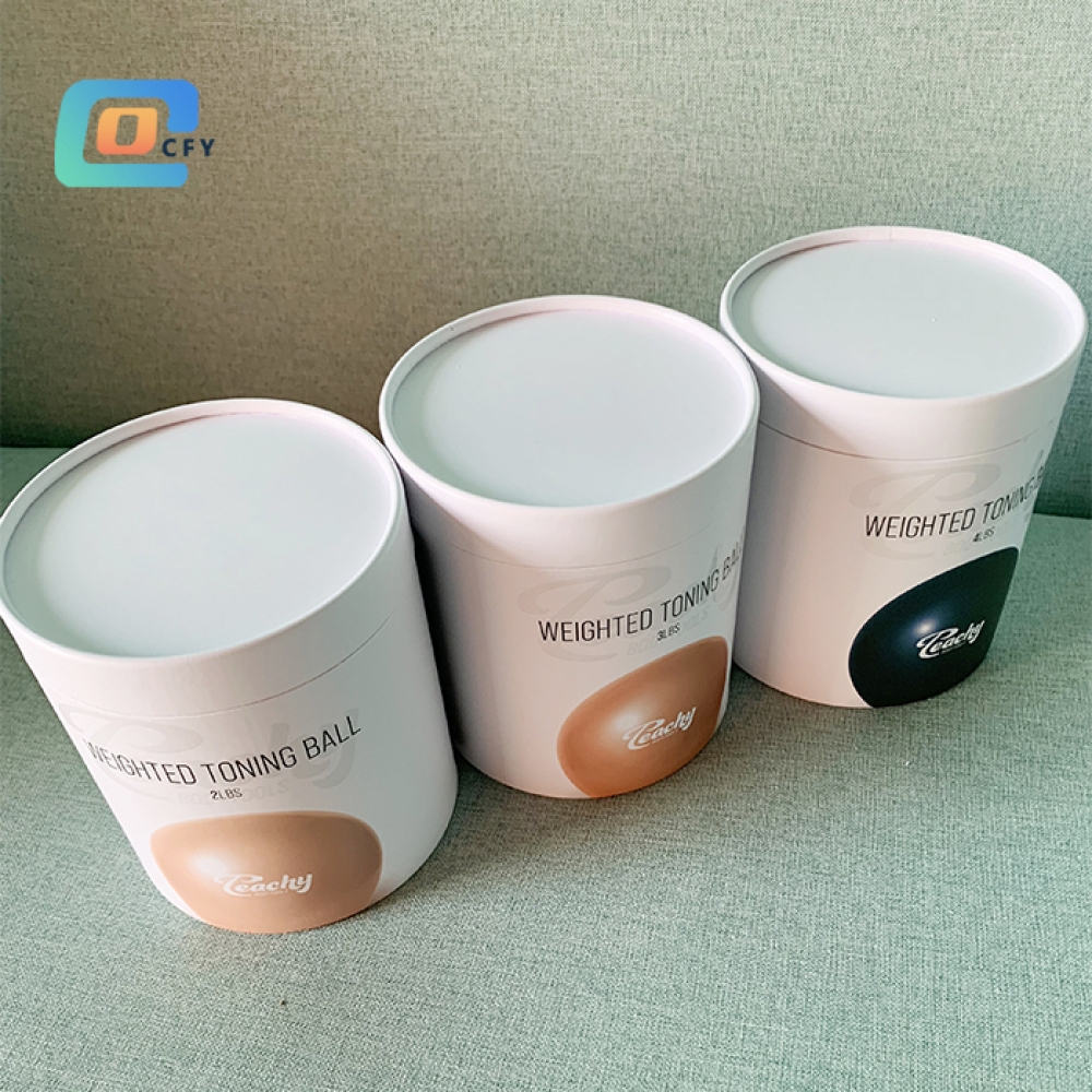 Eco Friendly 2LBS Weighted toning ball round cardboard packaging 100% recycled cylinders tube for yoga ball