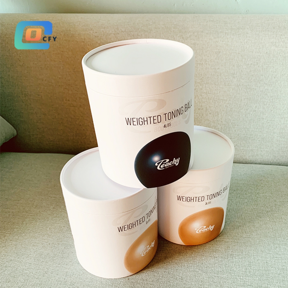Eco Friendly 2LBS Weighted toning ball round cardboard packaging 100% recycled cylinders tube for yoga ball