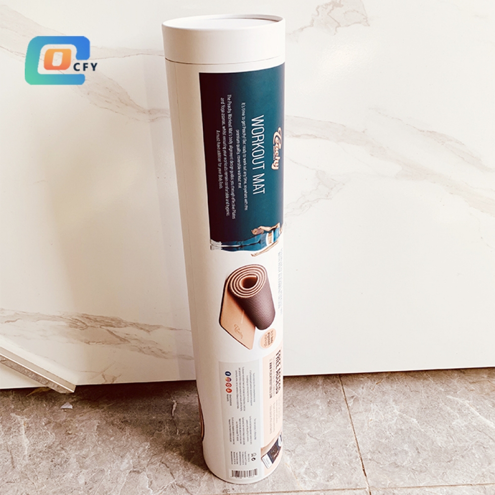 Eco Friendly round cardboard packaging for workout mat  Plastic free paper cylinders package for yoga pat