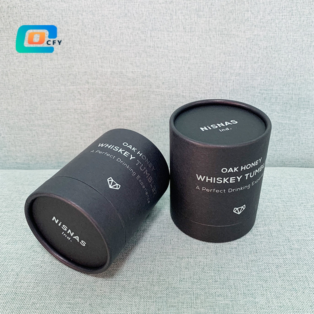 High quality custom design whiskey tumbler paper tubes drinking glass cup craft container with foam insert