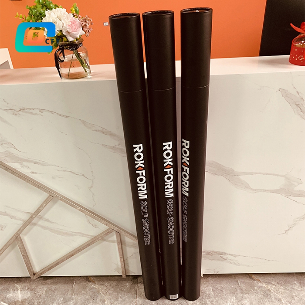 Super Long Full black Eco Friendly round cardboard packaging for golf shooter cylinder mailing box with custom logo shipping paper tube with printing