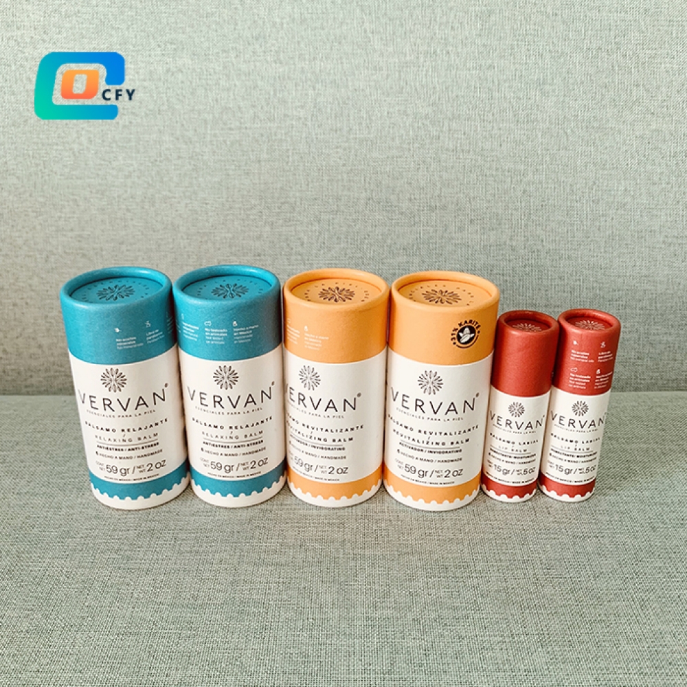 Custom printing 0.3OZ 0.5OZ 1OZ 15OZ 2OZ 2.5OZ deodorant push up tube cosmetic paper tubes Eco friendly luxury cylinder packaging