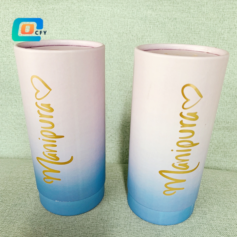 Eco friendly paper tube Gold foil stamping candle tube packaging biodegradable cylinder packaging for gift