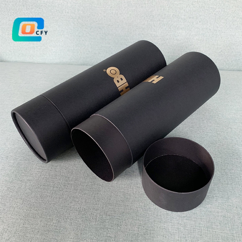 Recycled plastic free paper tubes cyclinder packaging for water bottle custom tube packaging for gift T-shirt packaging tube