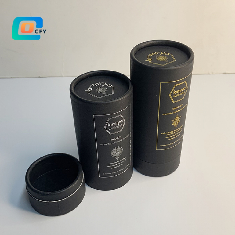 Silver stamping cylinder packaging gold foil packaging tube Eco friendly luxury cylinder box sustainable paper tube