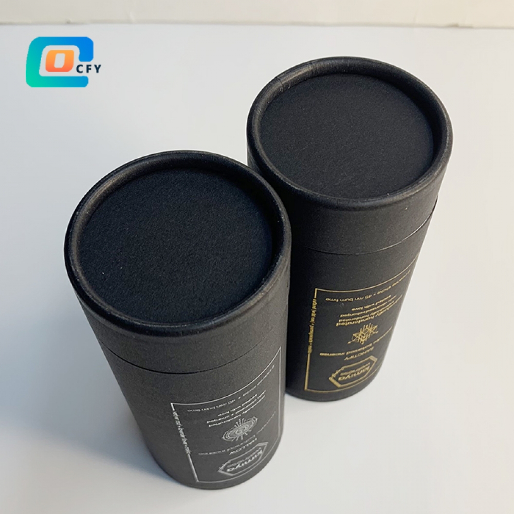 Silver stamping cylinder packaging gold foil packaging tube Eco friendly luxury cylinder box sustainable paper tube