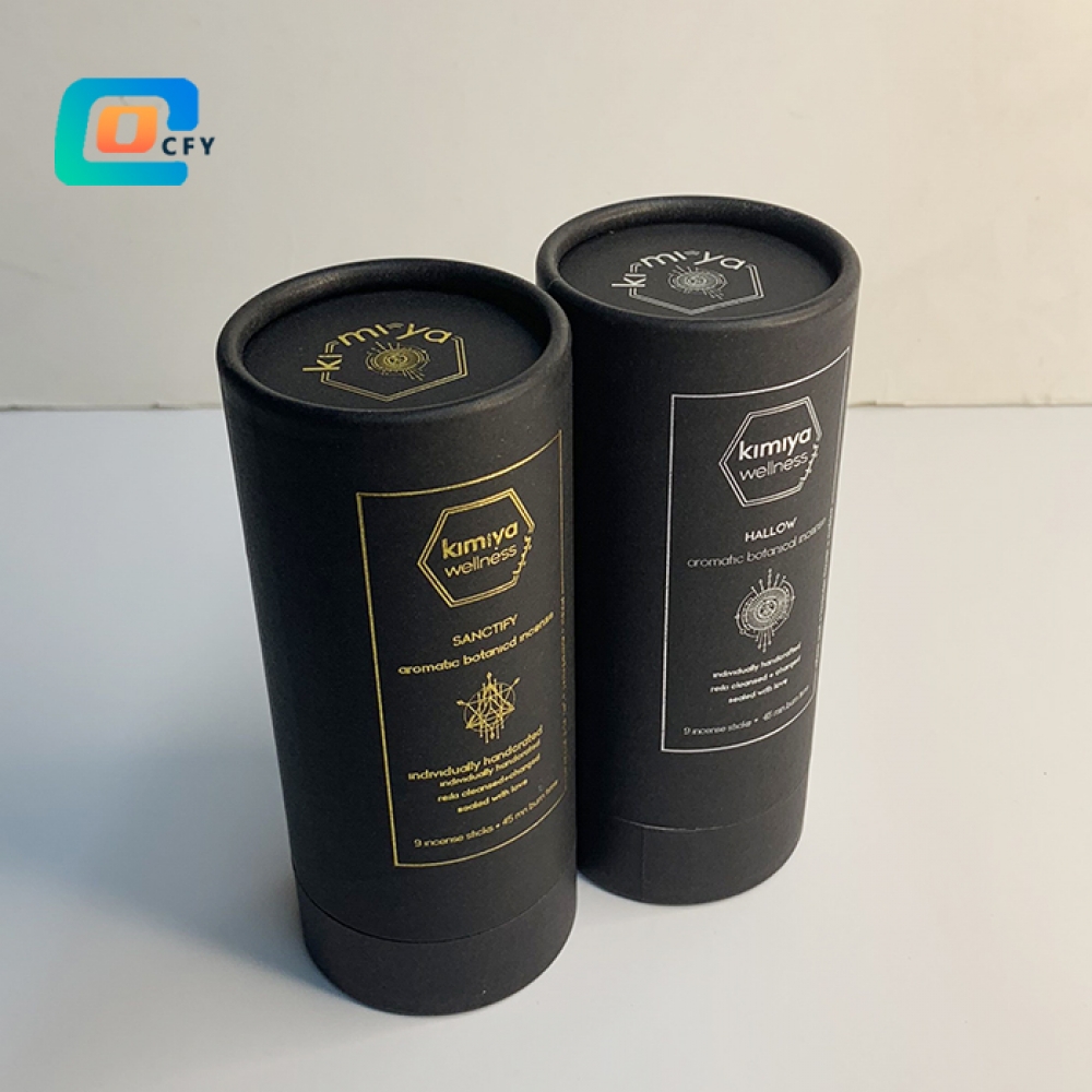 Silver stamping cylinder packaging gold foil packaging tube Eco friendly luxury cylinder box sustainable paper tube