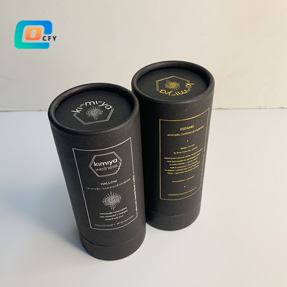 Silver stamping cylinder packaging gold foil packaging tube Eco friendly luxury cylinder box sustainable paper tube