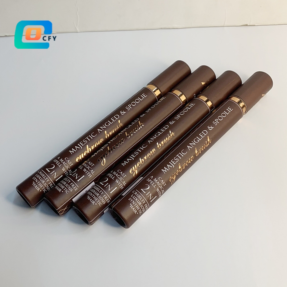 Gold foil custom printing eyebrow brush tube lipgloss container lip balm tube eco cosmetic packaging cylinder