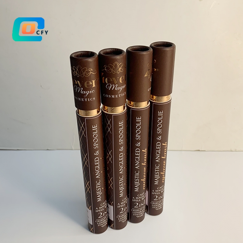 Gold foil custom printing eyebrow brush tube lipgloss container lip balm tube eco cosmetic packaging cylinder