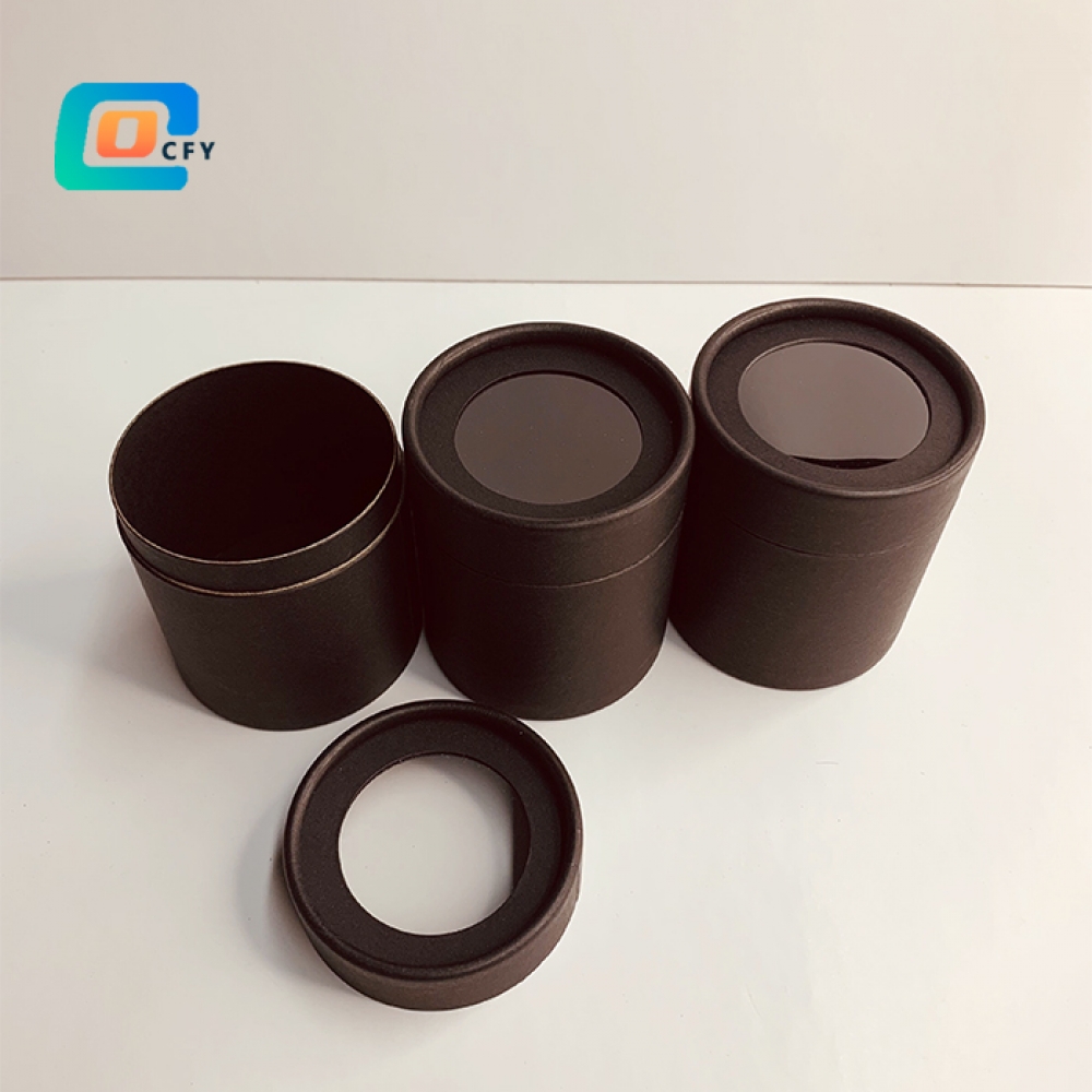 Custom printing paper tube with PVC window food Paper container manufacturer for cosmetics tea packaging eco friendly