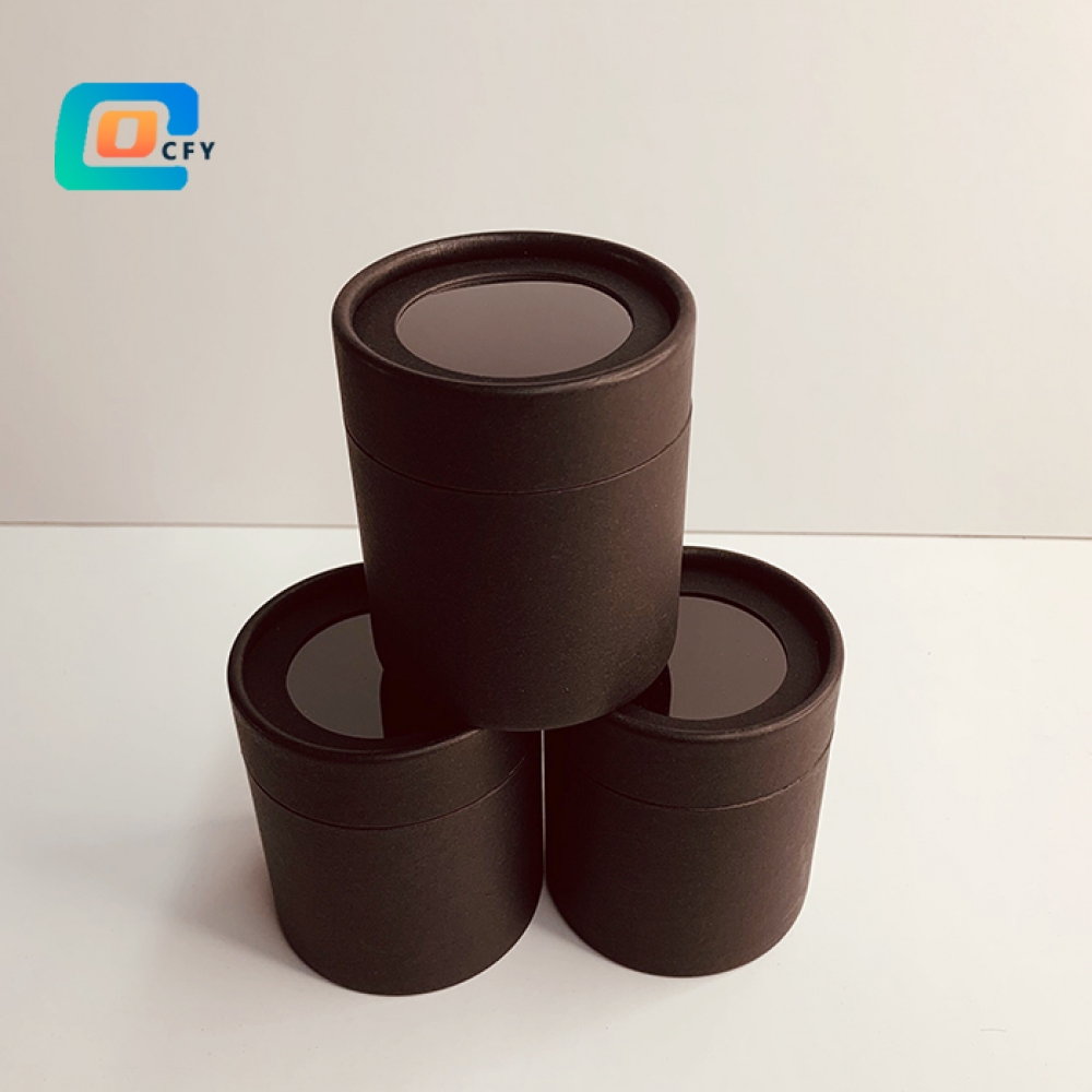 Custom printing paper tube with PVC window food Paper container manufacturer for cosmetics tea packaging eco friendly