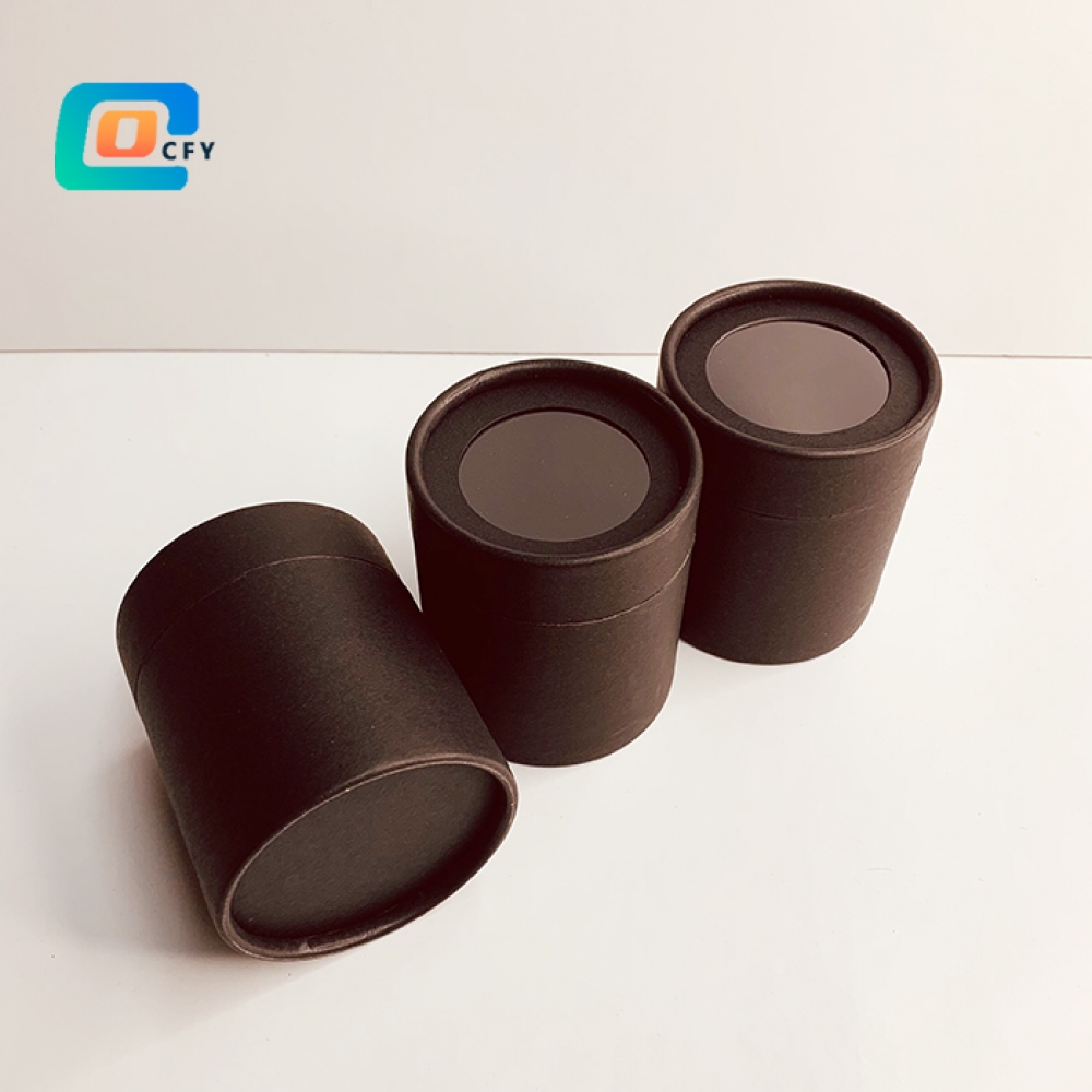 Custom printing paper tube with PVC window food Paper container manufacturer for cosmetics tea packaging eco friendly