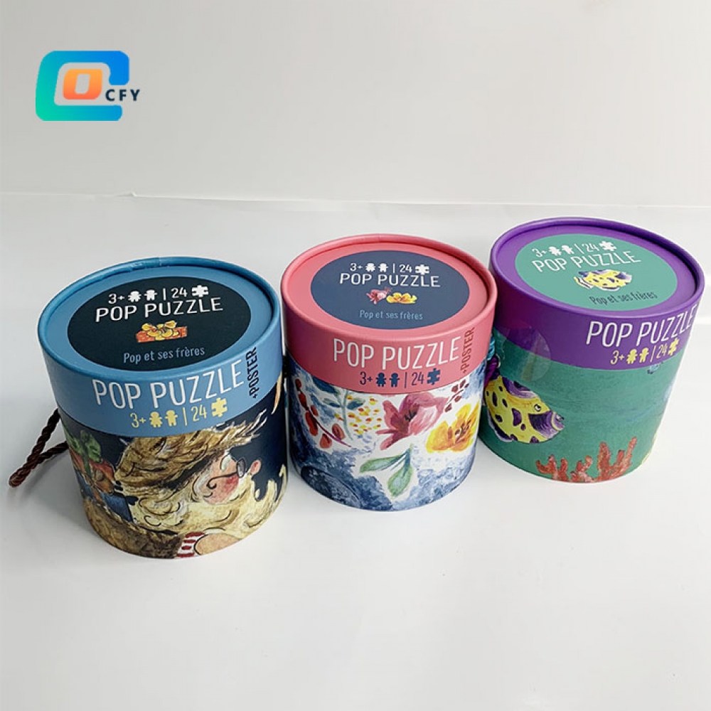 Factory direct OEM ODM 24 pieces Colorful paper tubes Baleine Trotinette Lagon Jigsaw Puzzle fun educational toy puzzle for kids school & families