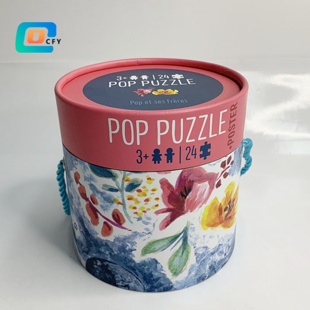 Factory direct OEM ODM 24 pieces Colorful paper tubes Baleine Trotinette Lagon Jigsaw Puzzle fun educational toy puzzle for kids school & families