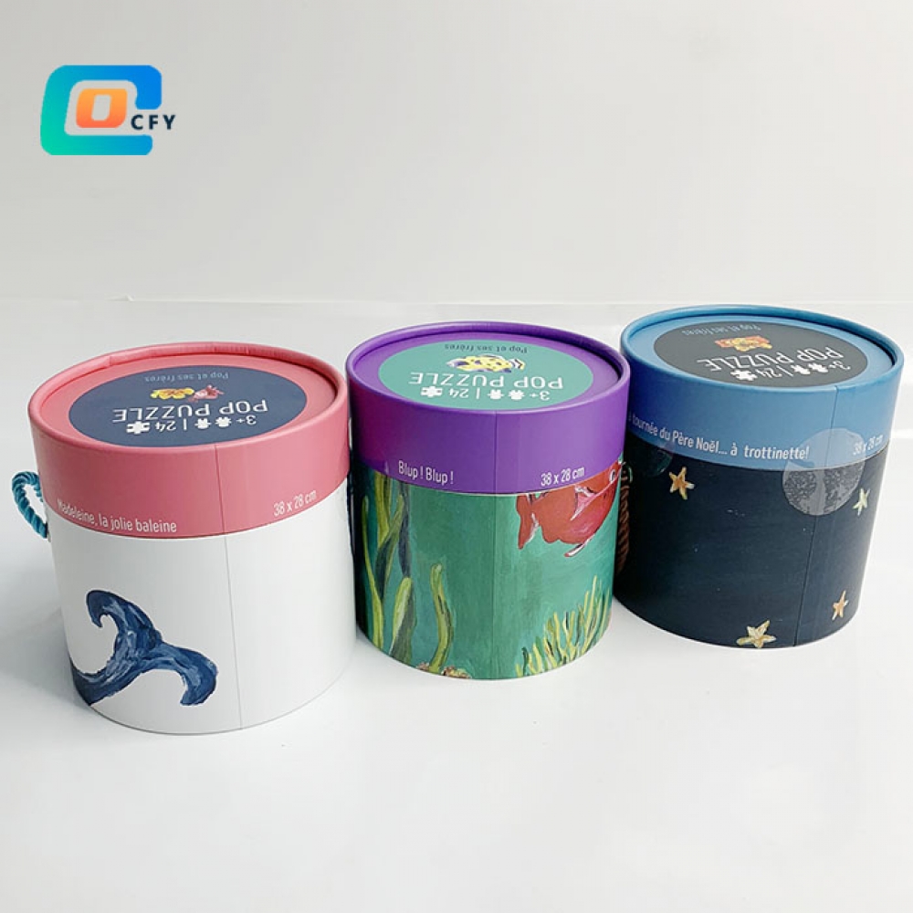 Factory direct OEM ODM 24 pieces Colorful paper tubes Baleine Trotinette Lagon Jigsaw Puzzle fun educational toy puzzle for kids school & families
