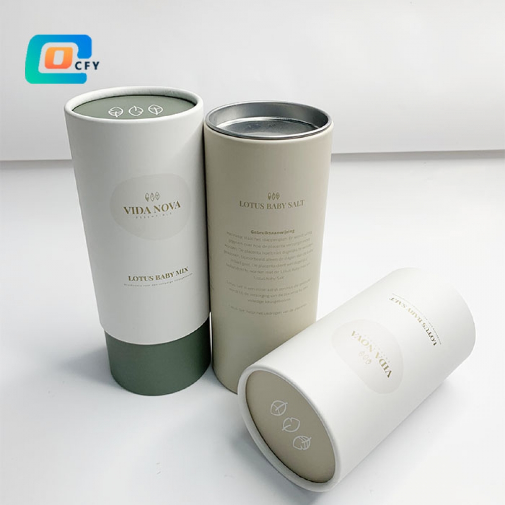 CFY Custom Cylinder cardboard powder paper tubes Tea coffee bean Oats container with metal lid food grade kraft round packaging