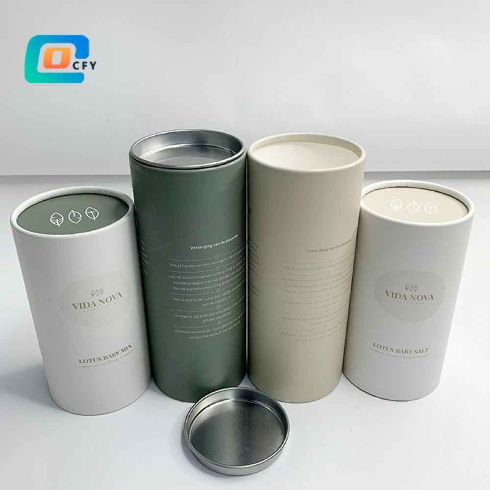 CFY Custom Cylinder cardboard powder paper tubes Tea coffee bean Oats container with metal lid food grade kraft round packaging