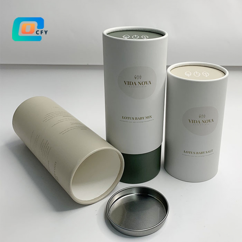 CFY Custom Cylinder cardboard powder paper tubes Tea coffee bean Oats container with metal lid food grade kraft round packaging