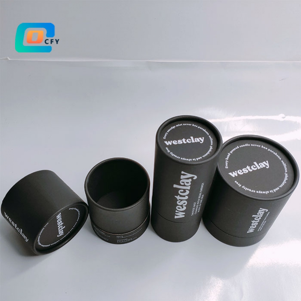 Eco friendly craft black paper tube custom printing cardboard cylinder packaging for candle gift round cosmetic paper jar box
