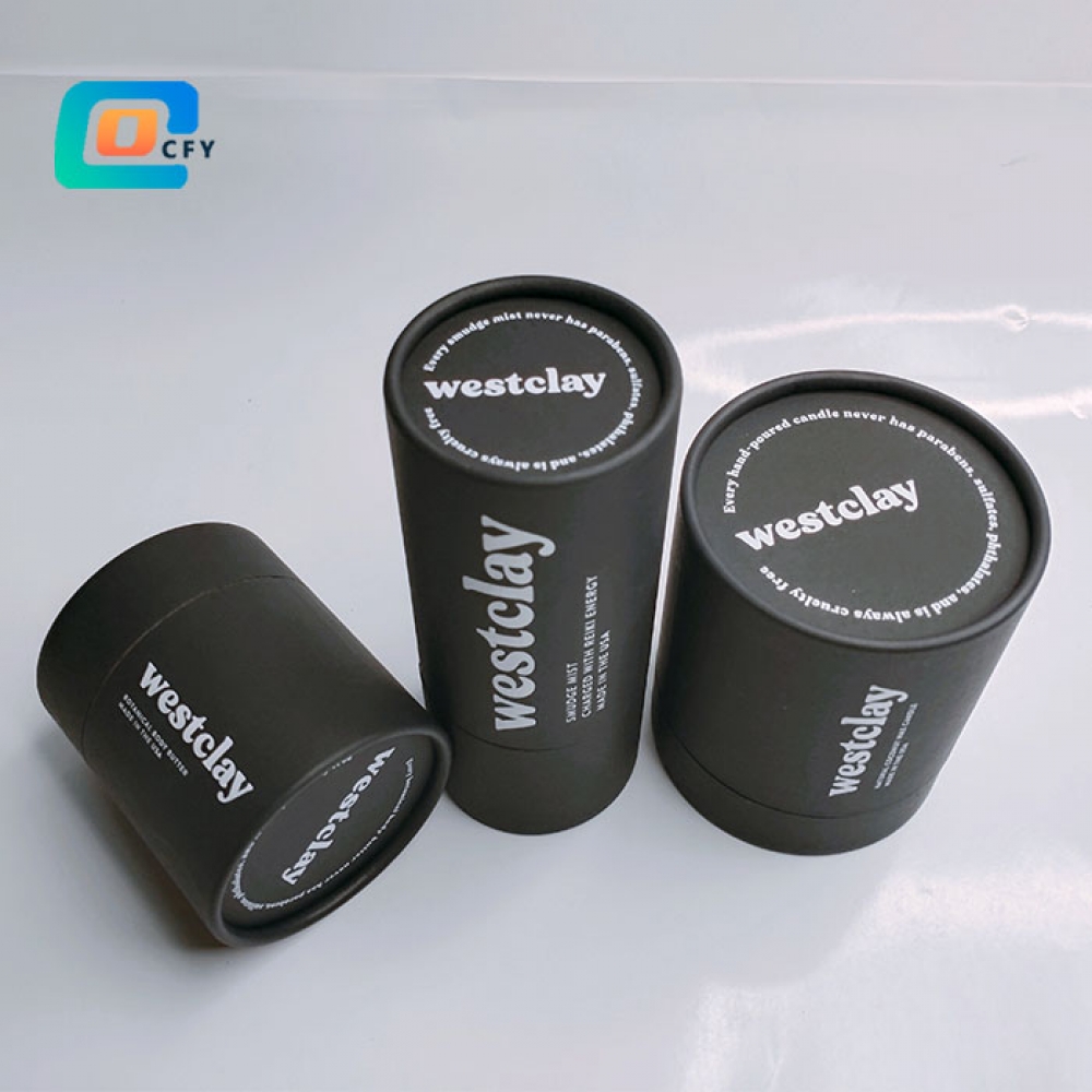 Eco friendly craft black paper tube custom printing cardboard cylinder packaging for candle gift round cosmetic paper jar box