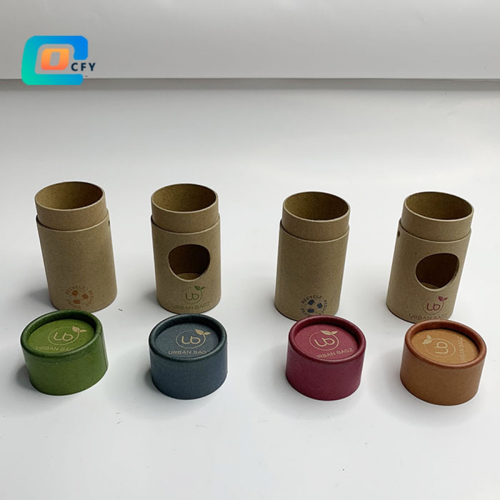 Eco friendly kraft paper tube with window Paper round packaging tube with clear PVC window paper can with window for urban bagz