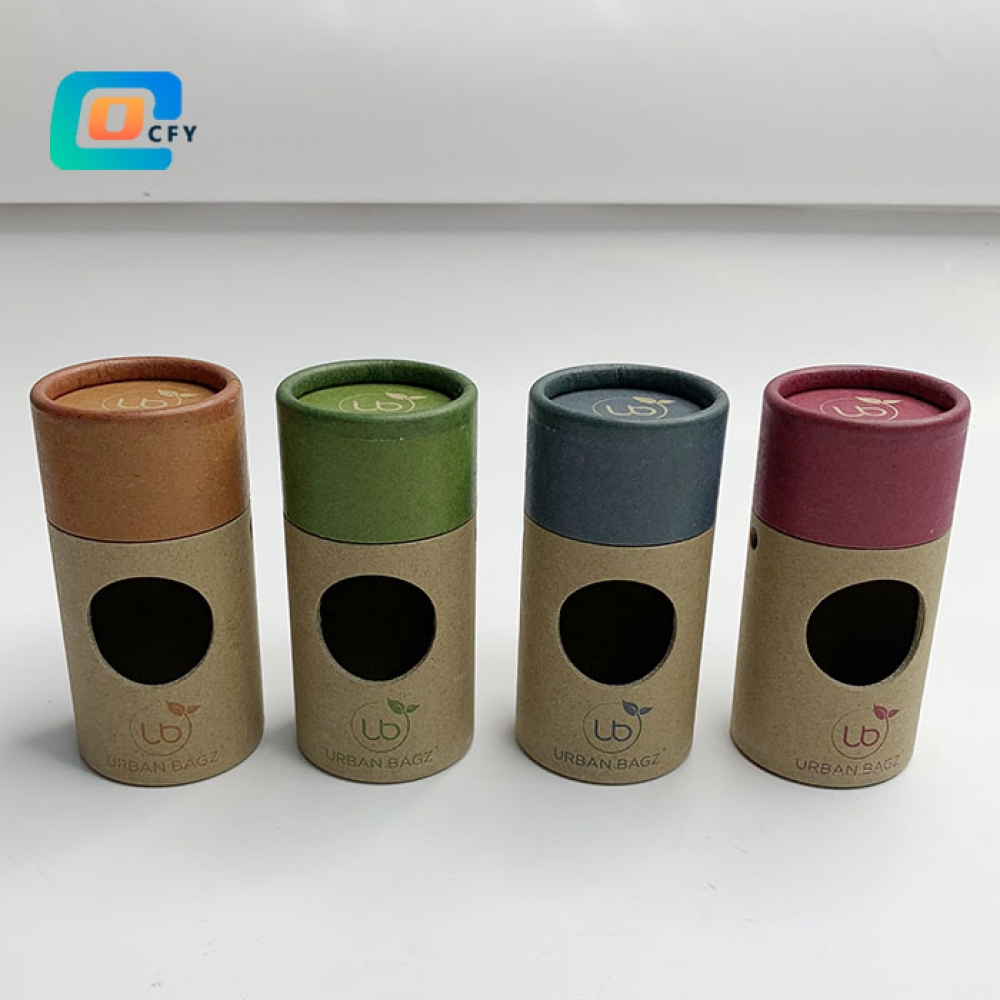 Eco friendly kraft paper tube with window Paper round packaging tube with clear PVC window paper can with window for urban bagz