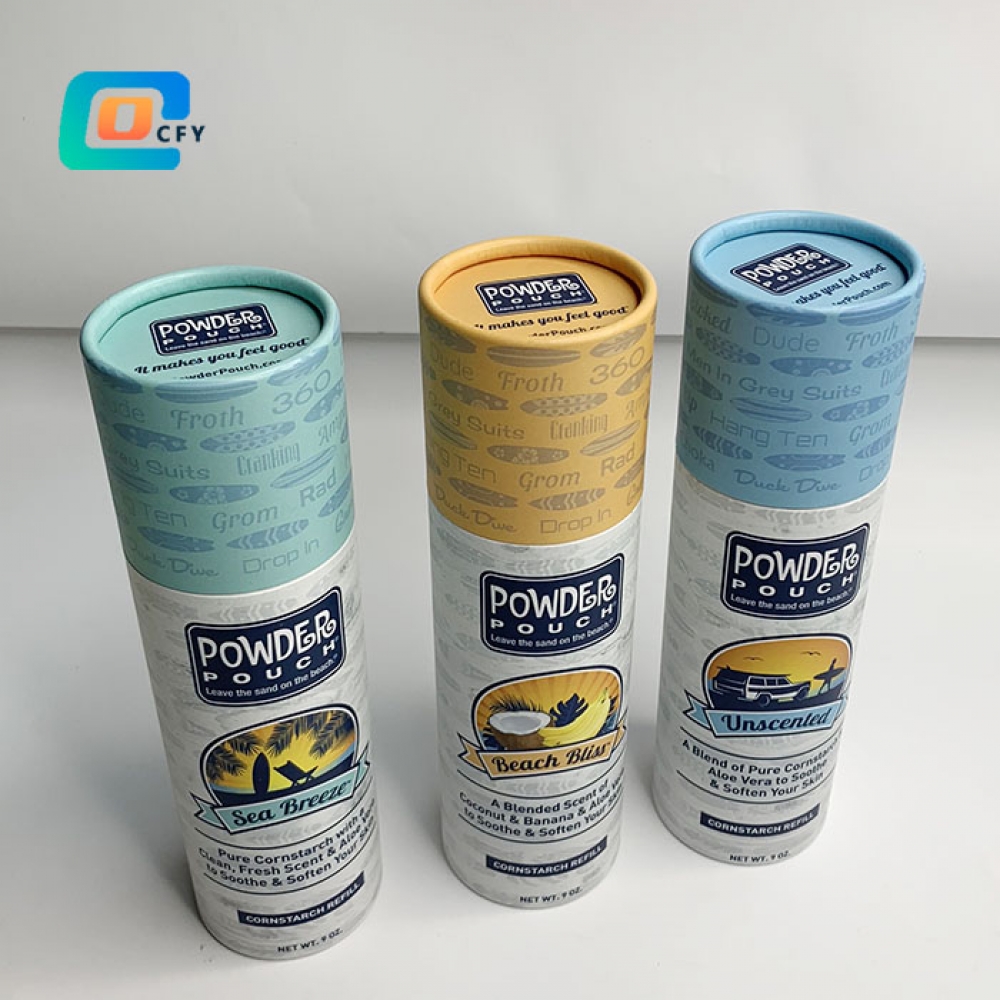 CFY Custom Cylinder cardboard powder paper tubes Tea coffee bean Oats container with metal lid sand remover skin care kraft round packaging