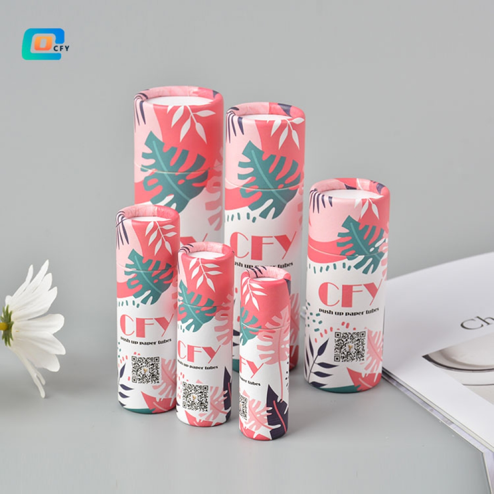 Eco friendly 0.3OZ 0.5OZ 1OZ 15OZ 2OZ 2.5OZ sure deodorant push up tube cosmetic paper tube lip balm tube custom print lipstick