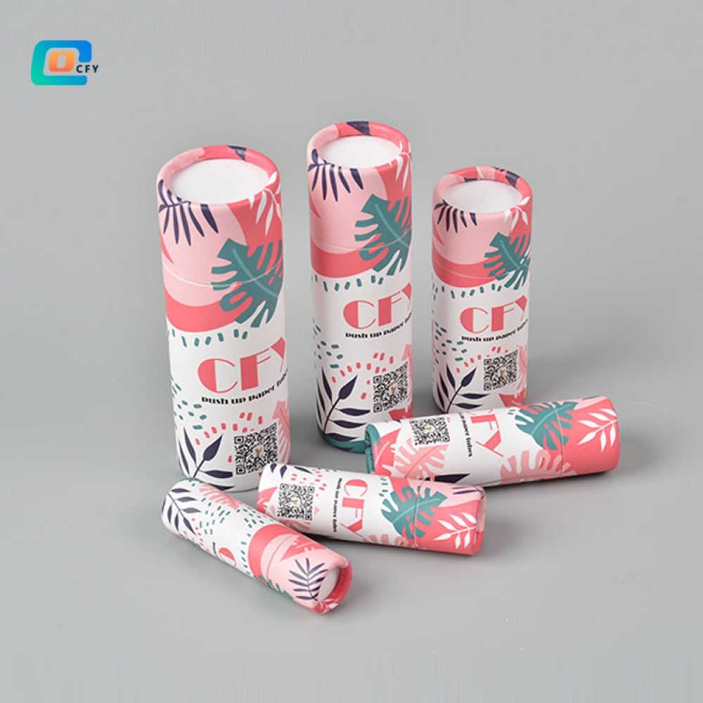 Eco friendly 0.3OZ 0.5OZ 1OZ 15OZ 2OZ 2.5OZ sure deodorant push up tube cosmetic paper tube lip balm tube custom print lipstick