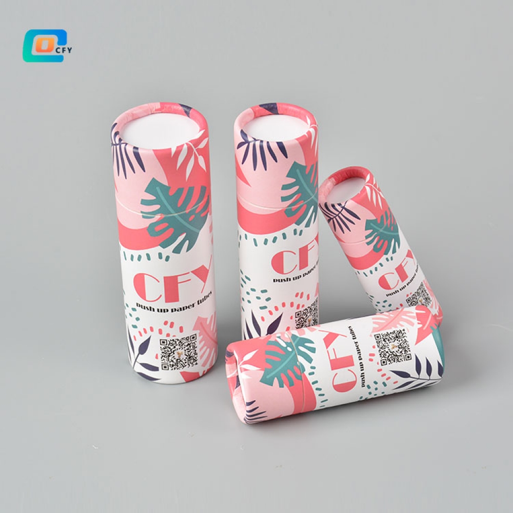 Eco friendly 0.3OZ 0.5OZ 1OZ 15OZ 2OZ 2.5OZ sure deodorant push up tube cosmetic paper tube lip balm tube custom print lipstick