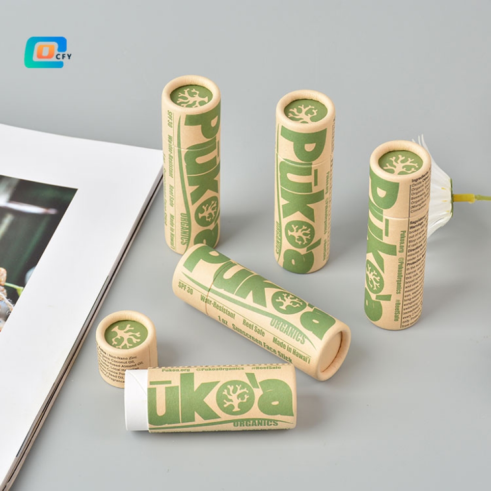 biodegradable deodorant stick container push up paper tube for lip balm Cylinder Customized Printing