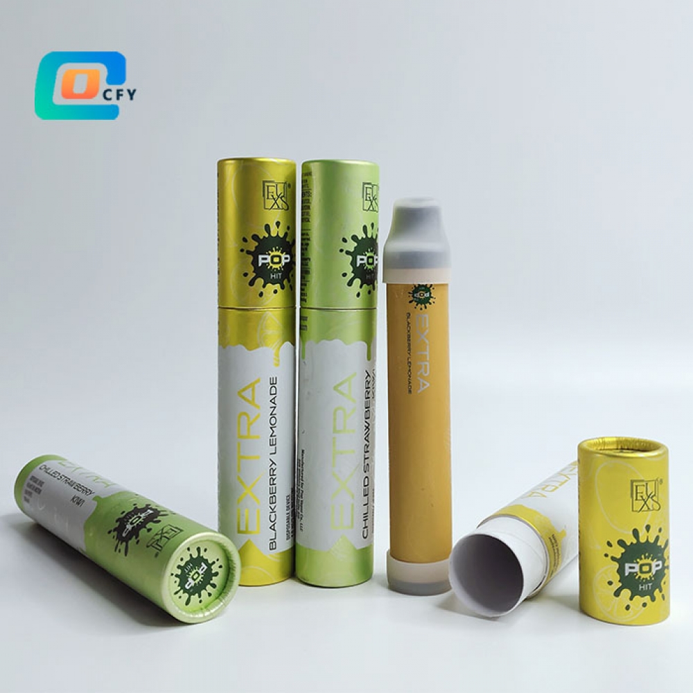 Customize Disposable Vape Pen Cartridge Paper Tube Packages Cardboard Cylinder Tube CBD oil cartridge childproof lock botton gift boxes packaging box