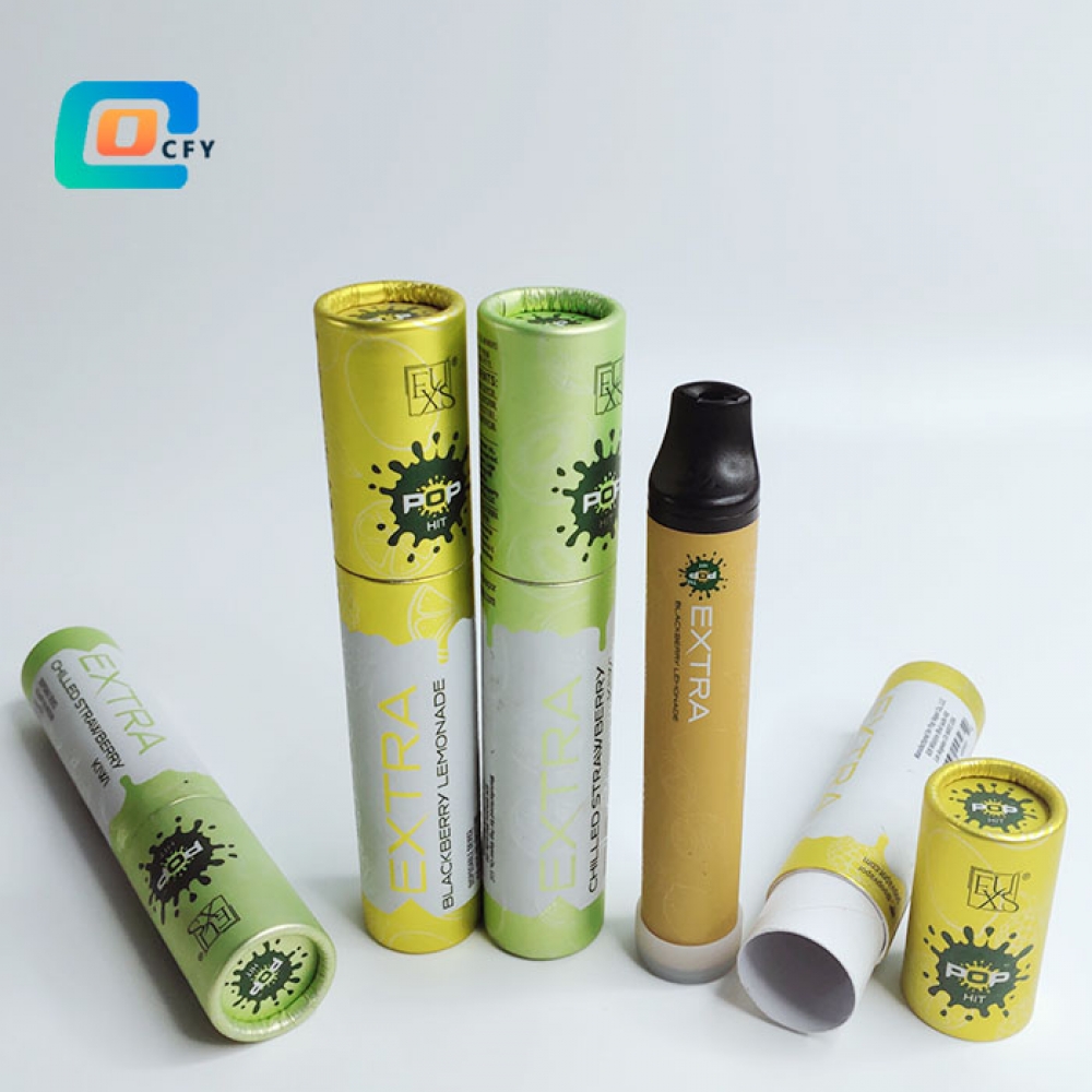Customize Disposable Vape Pen Cartridge Paper Tube Packages Cardboard Cylinder Tube CBD oil cartridge childproof lock botton gift boxes packaging box