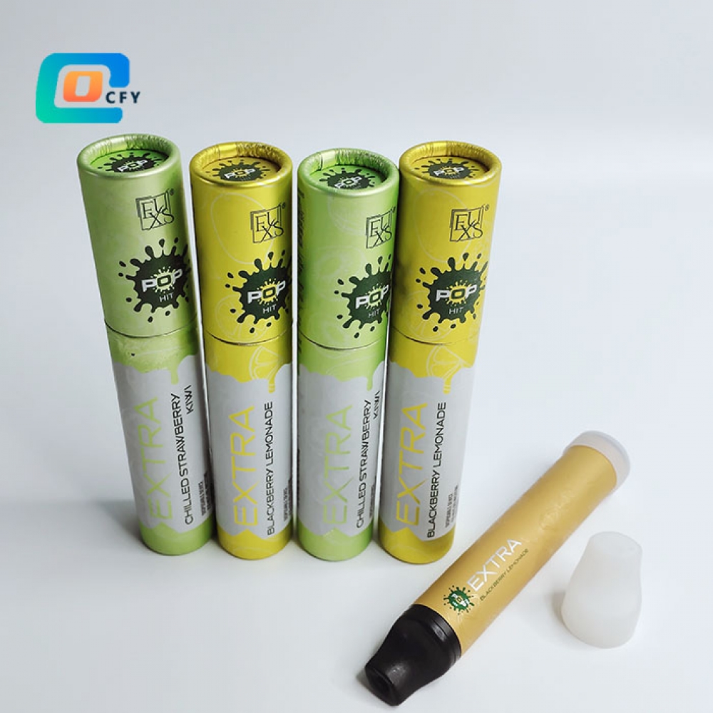Customize Disposable Vape Pen Cartridge Paper Tube Packages Cardboard Cylinder Tube CBD oil cartridge childproof lock botton gift boxes packaging box