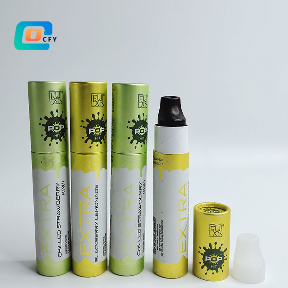Customize Disposable Vape Pen Cartridge Paper Tube Packages Cardboard Cylinder Tube CBD oil cartridge childproof lock botton gift boxes packaging box