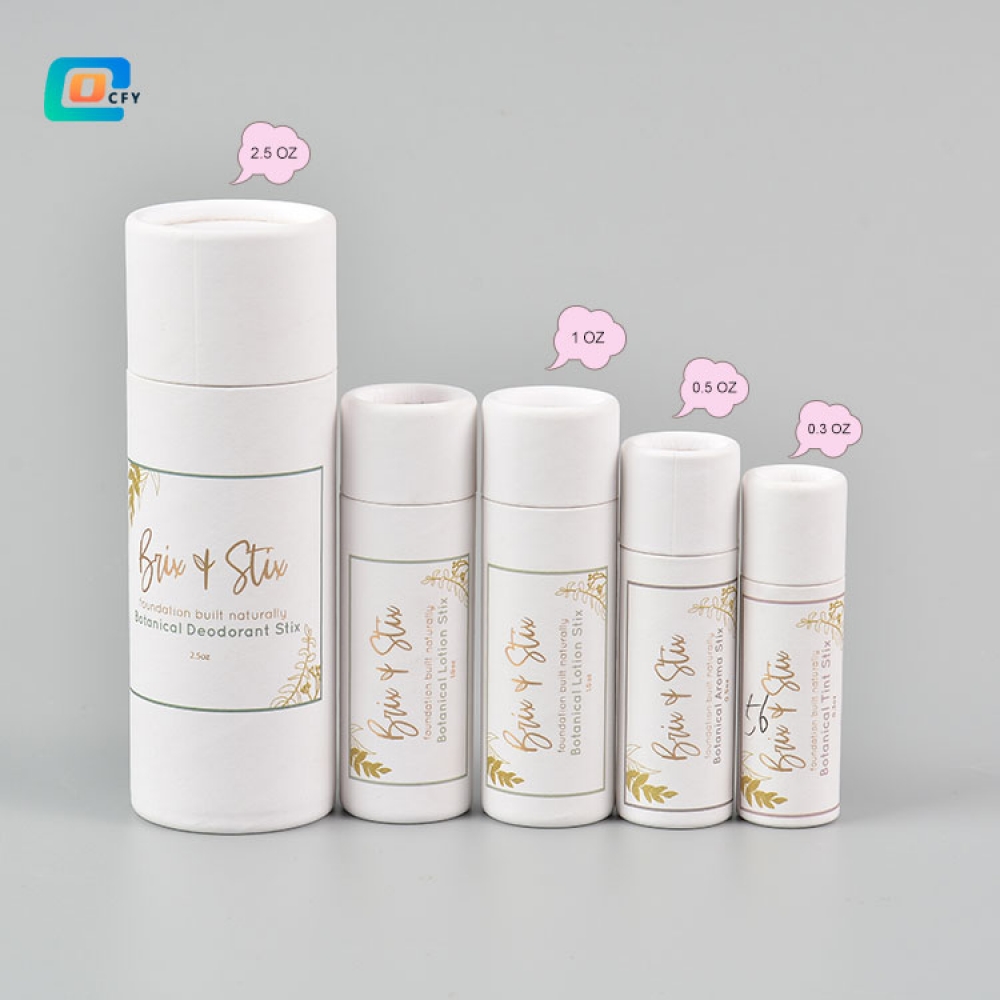 Custom printing  0.3OZ 0.5OZ 1OZ 2.5OZ deodorant push up natural tube deodorant stick container biodegradable cosmetic paper lip balm tubes Eco friendly luxury cylinder packaging