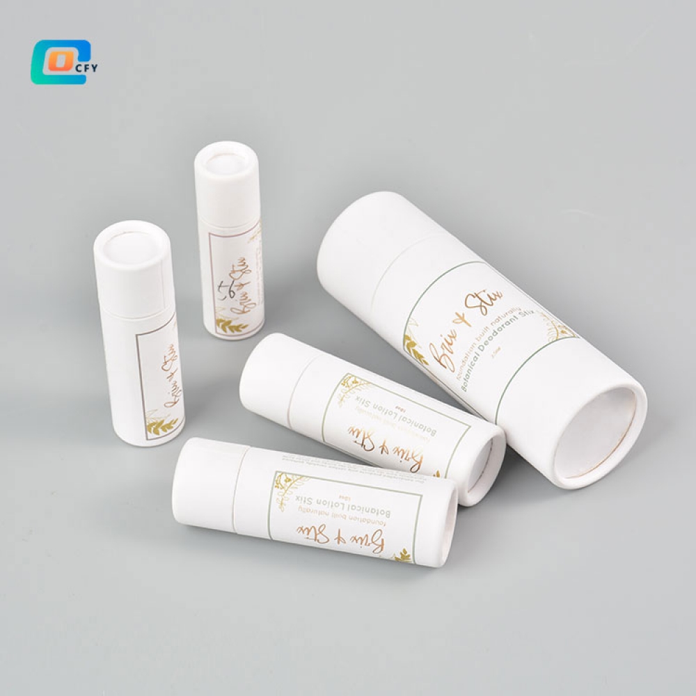 Custom printing  0.3OZ 0.5OZ 1OZ 2.5OZ deodorant push up natural tube deodorant stick container biodegradable cosmetic paper lip balm tubes Eco friendly luxury cylinder packaging