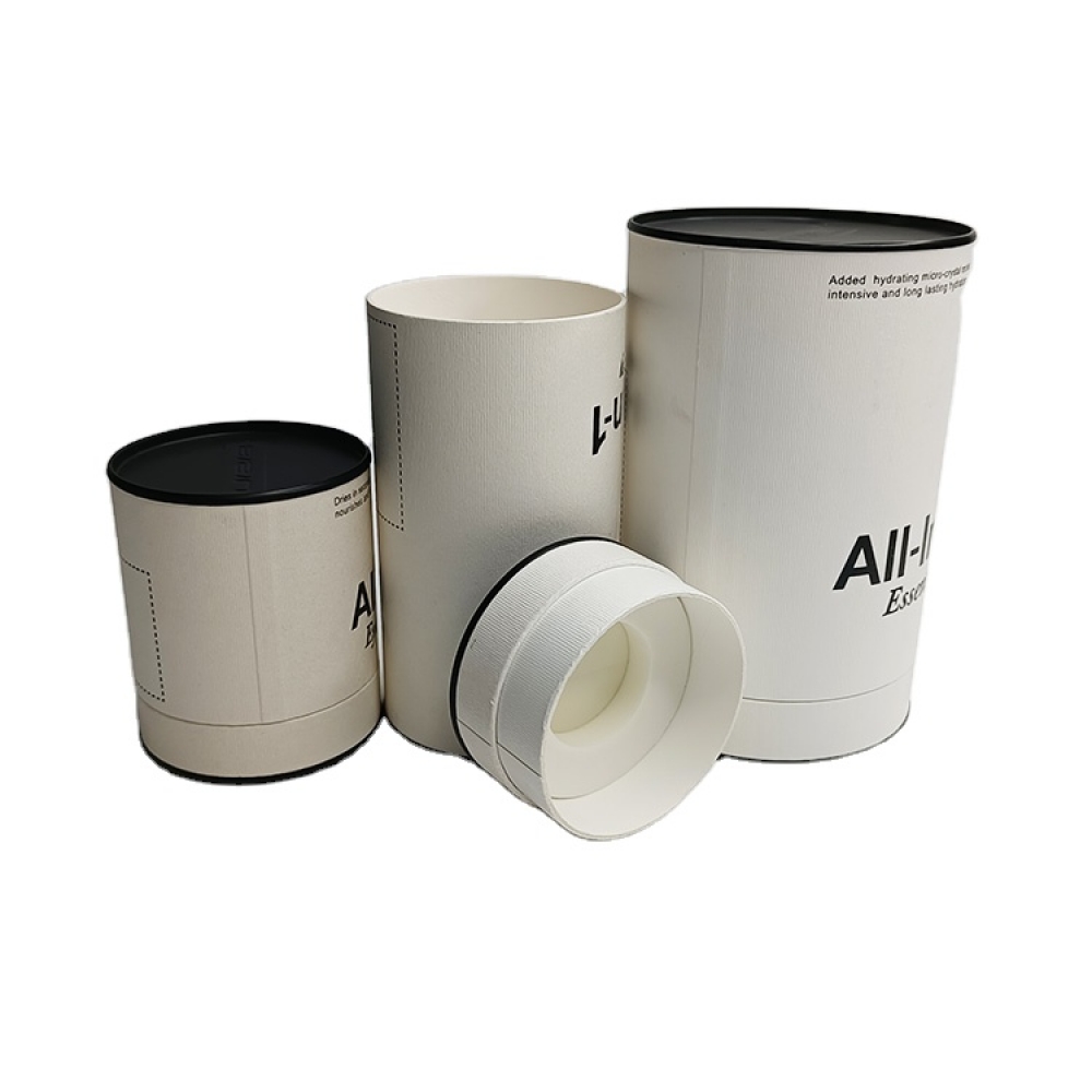 cylinder cardboard skincare set packaging tube high quality fancy paper container for essence spray eye cream with logo