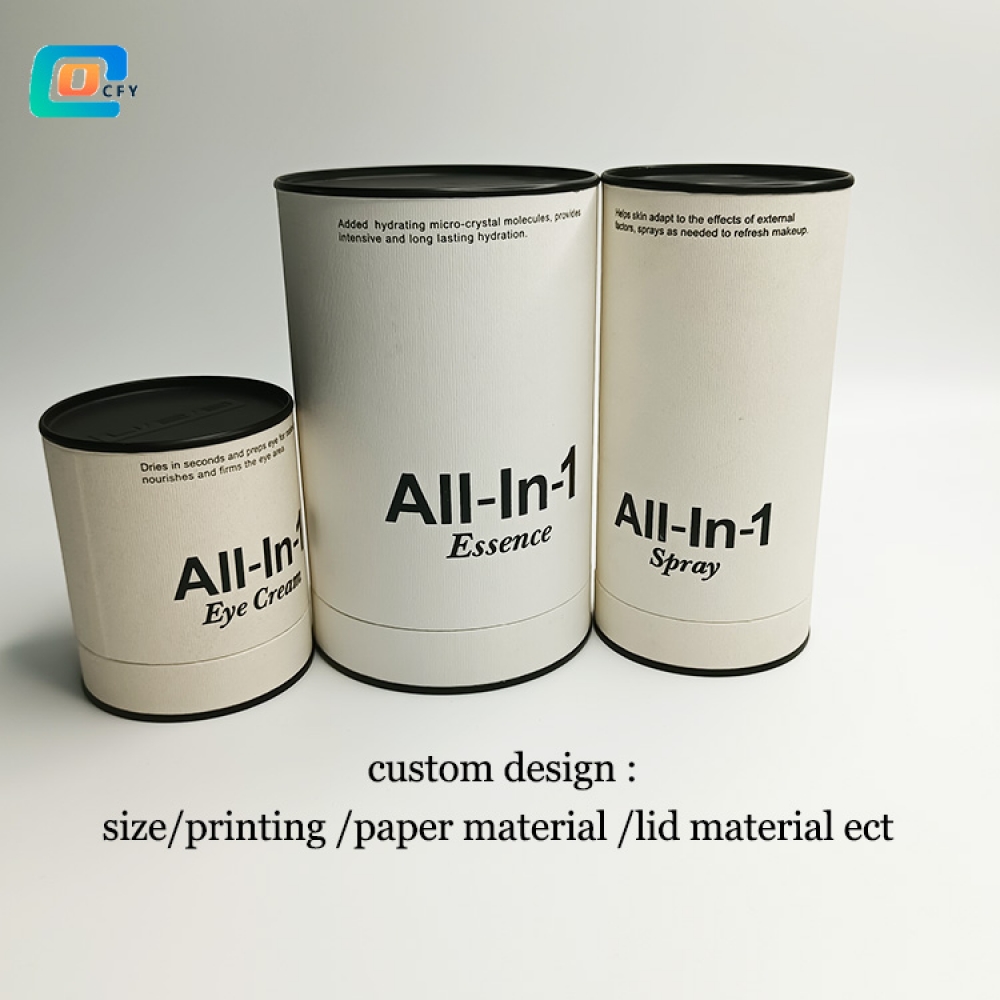 cylinder cardboard skincare set packaging tube high quality fancy paper container for essence spray eye cream with logo