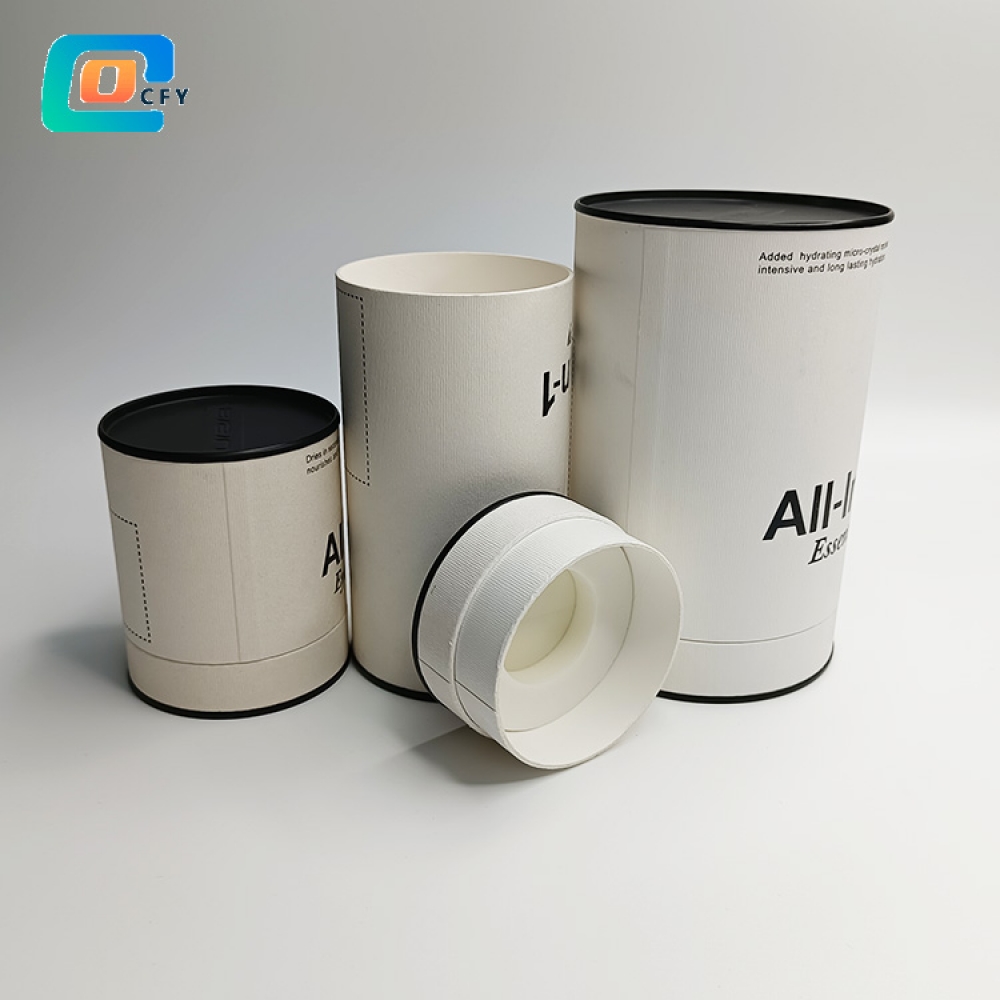 cylinder cardboard skincare set packaging tube high quality fancy paper container for essence spray eye cream with logo