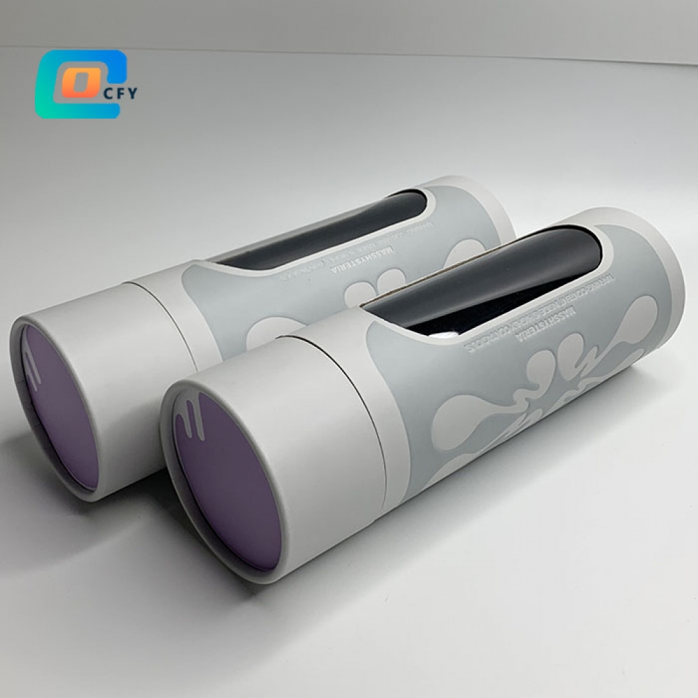 Custom clothes cardboard tube with window paper container of towel scarf T-shirt gift round box packaging with emboss finish