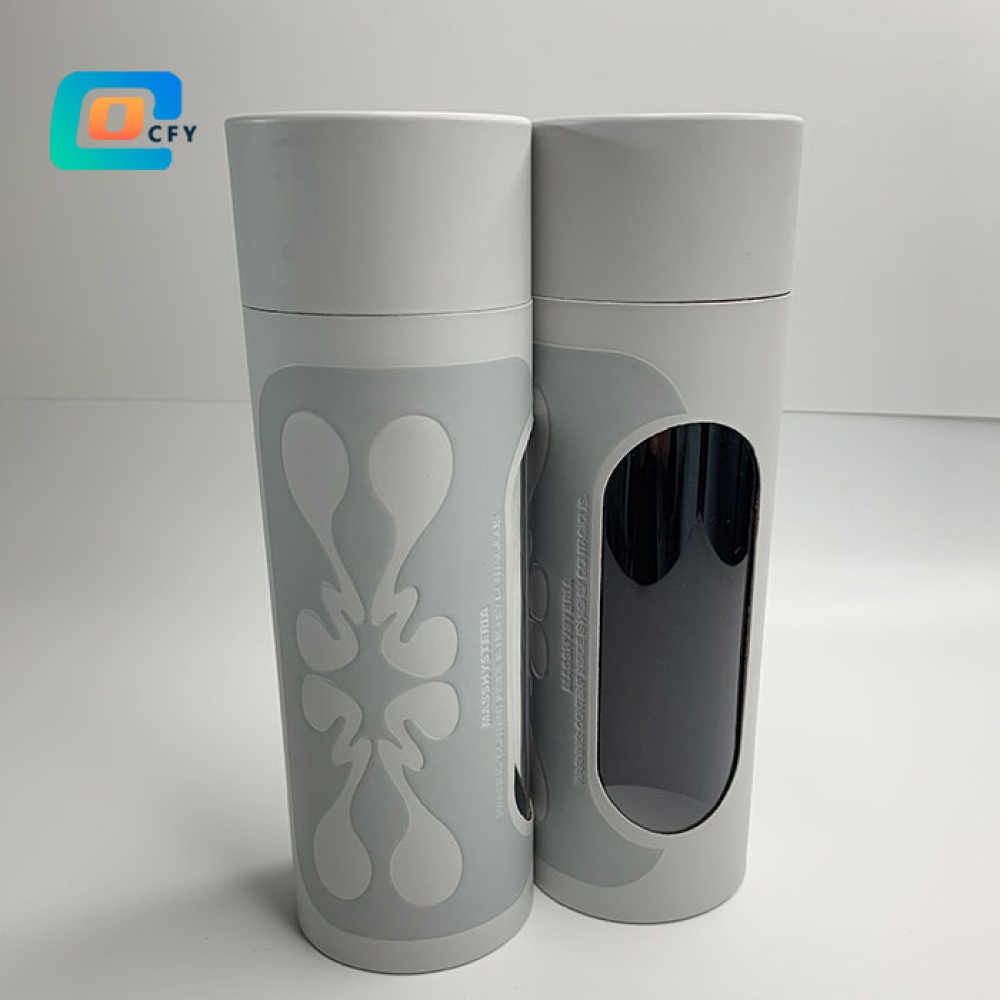 Custom clothes cardboard tube with window paper container of towel scarf T-shirt gift round box packaging with emboss finish